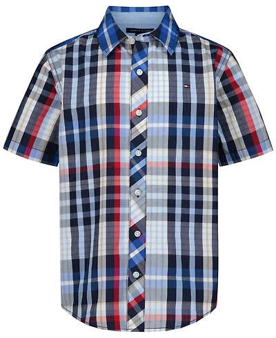 Tommy Hilfiger Boys' 2T-7 Plaid Short-Sleeve Button-Front Shirt