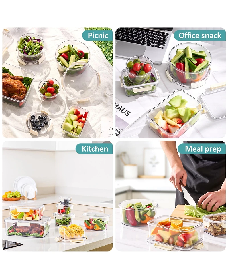 Sorbus Clear 4 Pack Round Stackable Food Storage Bowls with Airtight Lids for Pantry, Fridge, Mealprep and More