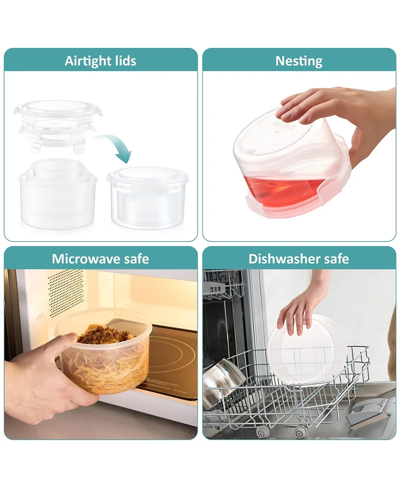 Sorbus 3 Pack Clear Stackable Food Storage Bowls with Airtight Lids for Pantry, Fridge, Mealprep and More