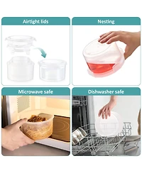 Sorbus 3 Pack Clear Stackable Food Storage Bowls with Airtight Lids for Pantry, Fridge, Mealprep and More