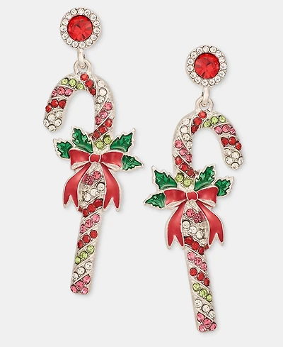 Holiday Lane Sparkly Candy Cane Holiday Drop Earrings, Macy's Exclusive