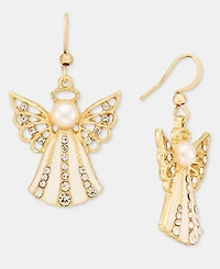 Holiday Lane Faux Pearl Angel Drop Earrings, Macy's Exclusive