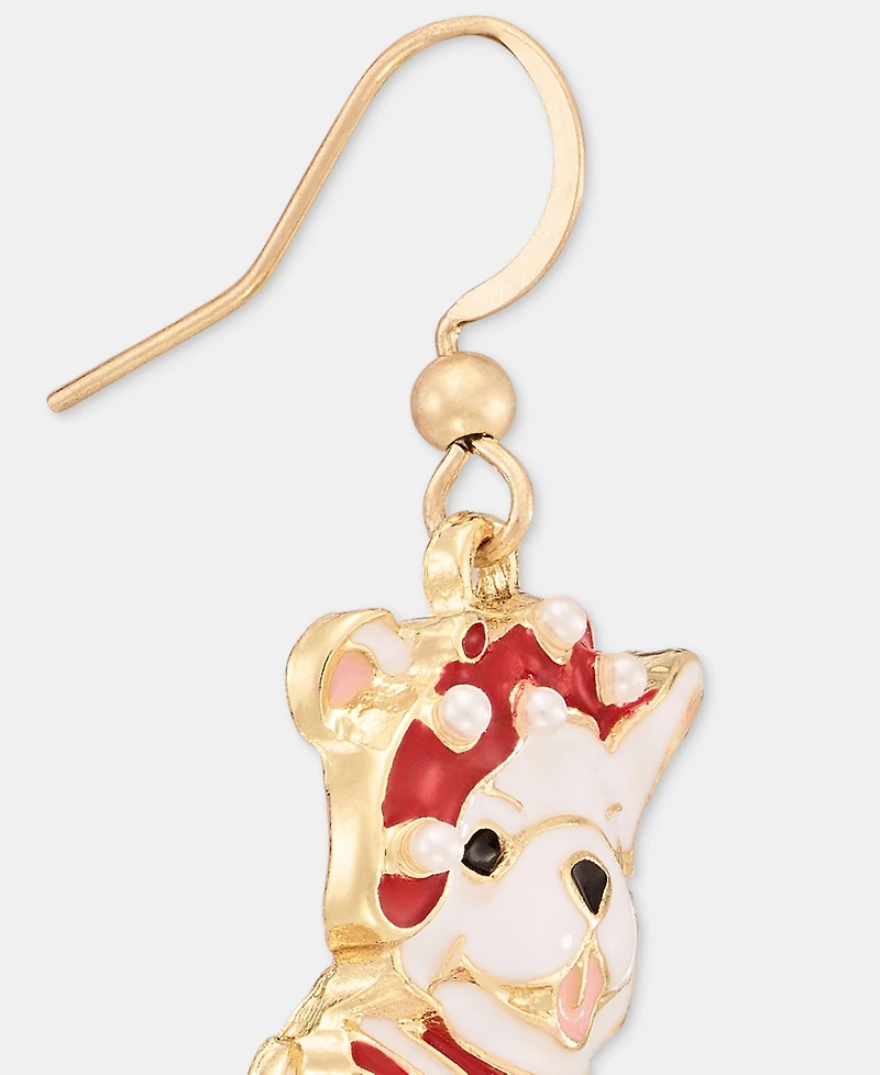 Holiday Lane French Bulldog Holiday Drop Earrings, Macy's Exclusive
