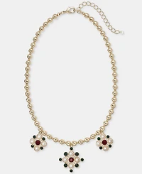 Holiday Lane Red and Green Stone Frontal Necklace, Macy's Exclusive