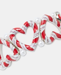Holiday Lane Candy Cane Heart Stretch Bangle Bracelet, Macy's Exclusive