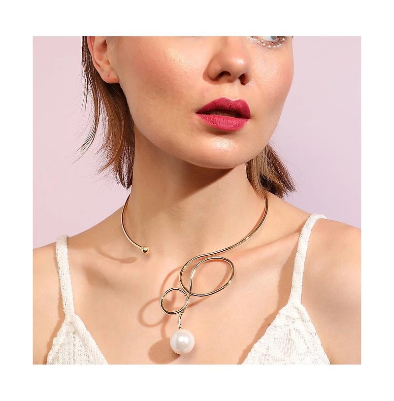 Sohi Women's Gold Plated Wrap Necklace