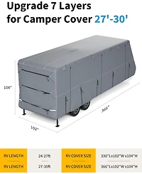 Gaomon Travel Trailer Rv Cover, Extra-Thick Upgraded 7 Layers for Camper Cover 27'-30', with Adhesive Repair Patches