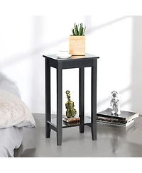 Gymax 2-Tier Nightstand End Side Table Coffee Table Wooden Legs Bedroom