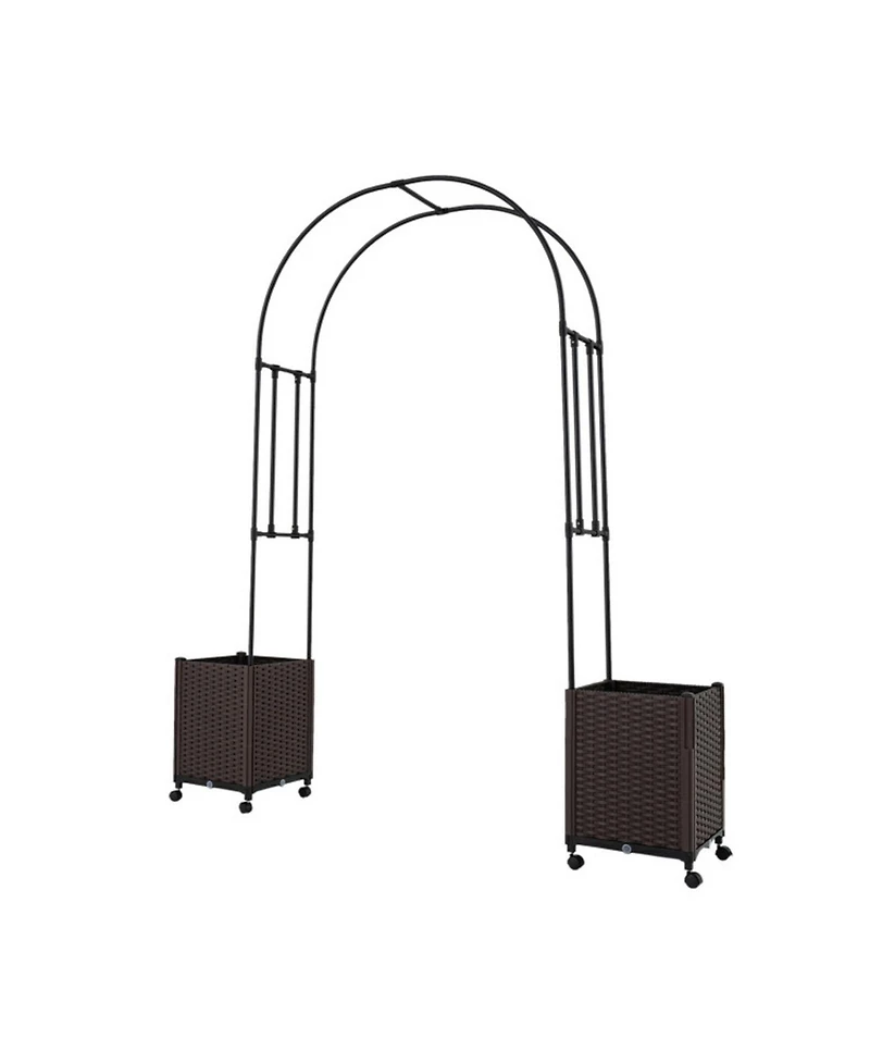 Gouun 91 in Garden Arch Trellis with 2 Self-Watering Planter Boxes