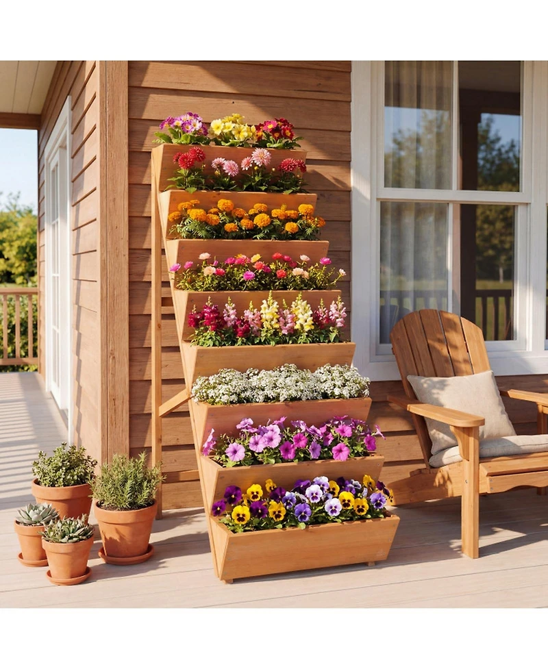 Gouun 8-Tier Vertical Wood Raised Garden Bed Planter with Legs
