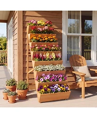 Gouun 8-Tier Vertical Wood Raised Garden Bed Planter with Legs