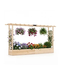 Gouun 87 in Tall Solid Wood Raised Garden Bed with Side Trellis and Roof