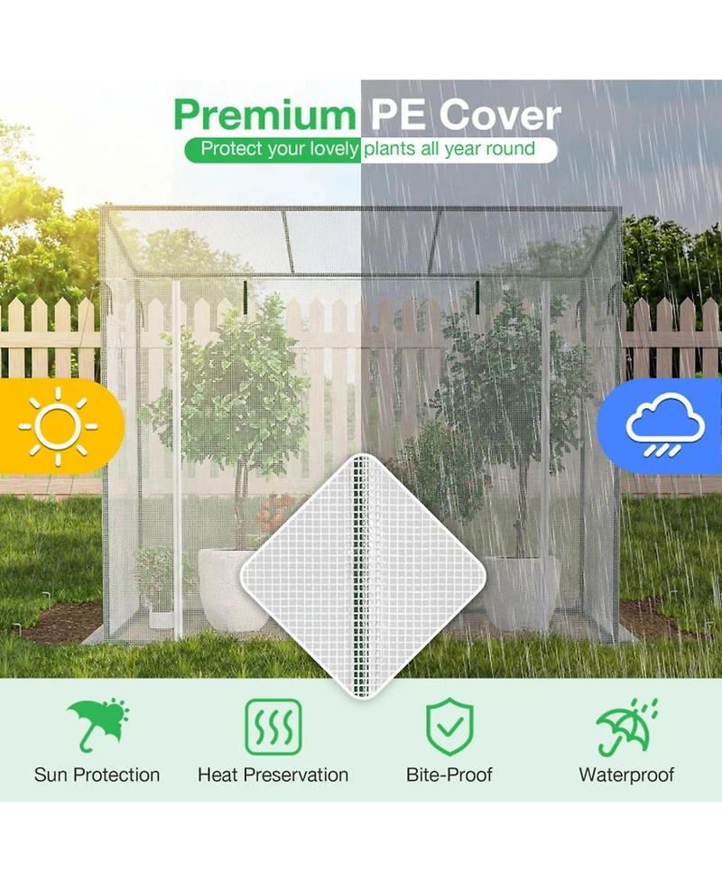 Gouun Walk-in Portable Greenhouse with Roll-Up Zipper Door