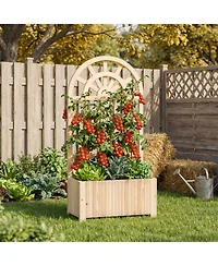 Gouun 48 in Solid Wood Raised Garden Bed with Lattice Trellis Screen
