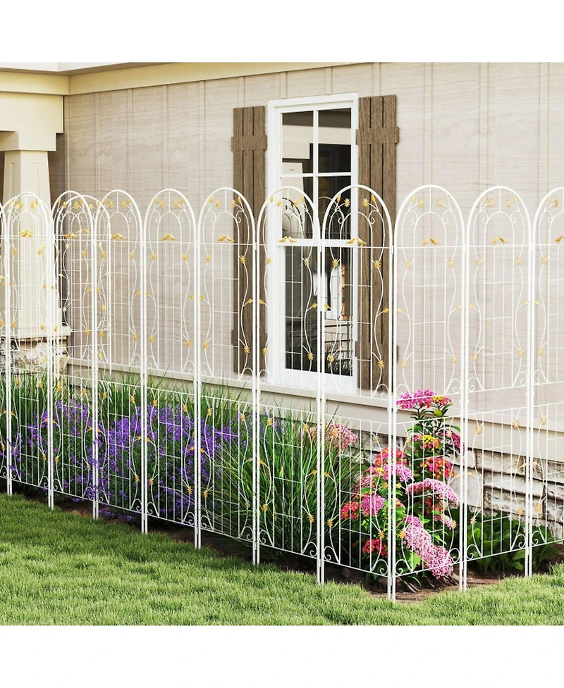 Gouun Set of 2 Metal Garden Trellis 86.5 x 20 in with Decorative Bird Pattern