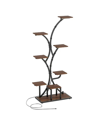 Gouun 8-Tier Corner Metal Plant Stand 58 in Tall with 4-Head Grow Lights