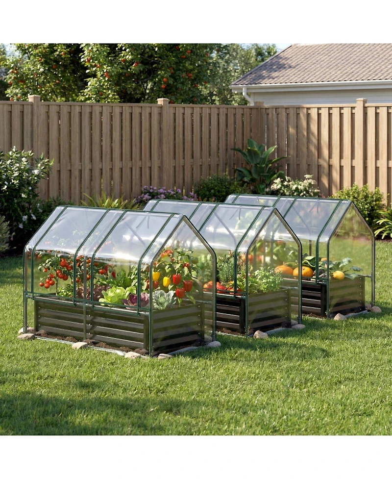 Gouun 4 x 2 x 3 ft Small Galvanized Raised Garden Bed with Greenhouse Cover