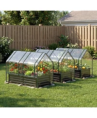 Gouun 4 x 2 x 3 ft Small Galvanized Raised Garden Bed with Greenhouse Cover