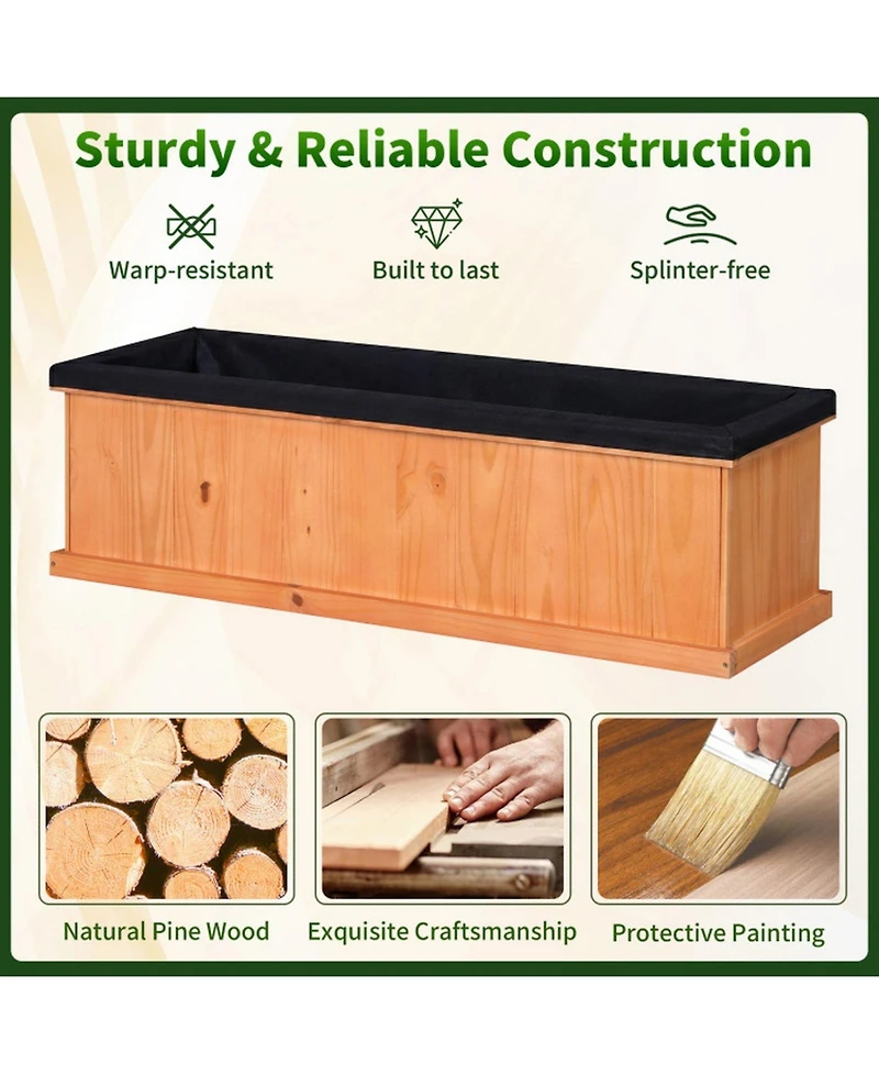 Gouun Wooden Raised Garden Bed with Drainage Holes Liner Solid Fir Wood Box