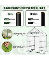 Gouun Portable Walk-In Greenhouse 3-Tier with 6 Metal Wire Shelves