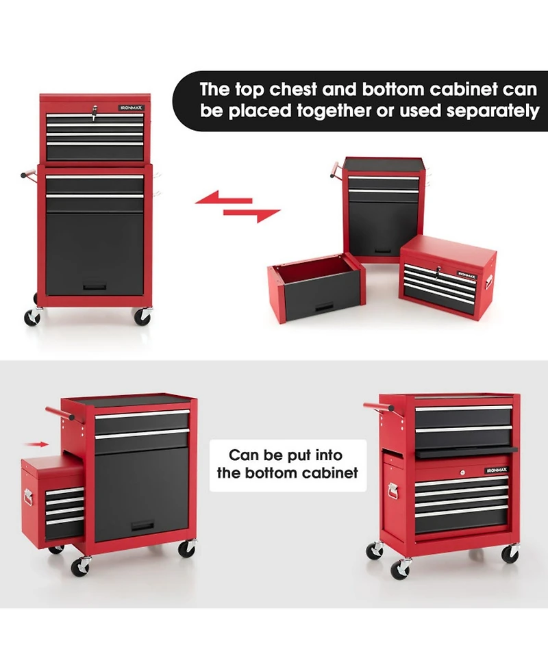 Gouun 6-Drawer Rolling Tool Chest with Heightening Cabinet
