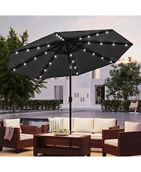 Sonkuki Patio 10Feet Led Market Umbrellas With Solar Lights, Table Umbrella For And Outdoor Tilt Button Deck Pool