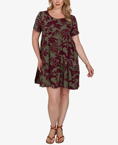Ruby Rd. Plus Tropical Print Short-Sleeve Dress