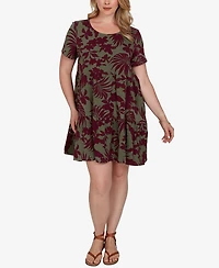 Ruby Rd. Plus Tropical Print Short-Sleeve Dress