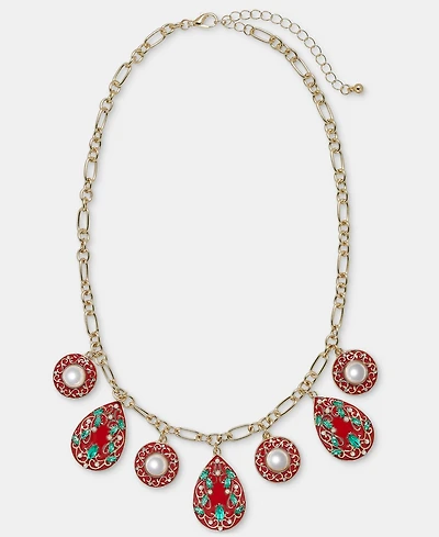 Holiday Lane Teardrop Statement Charm Necklace, 16" + 3" extender, Macy's Exclusive