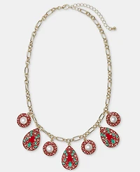 Holiday Lane Teardrop Statement Charm Necklace, 16" + 3" extender, Macy's Exclusive
