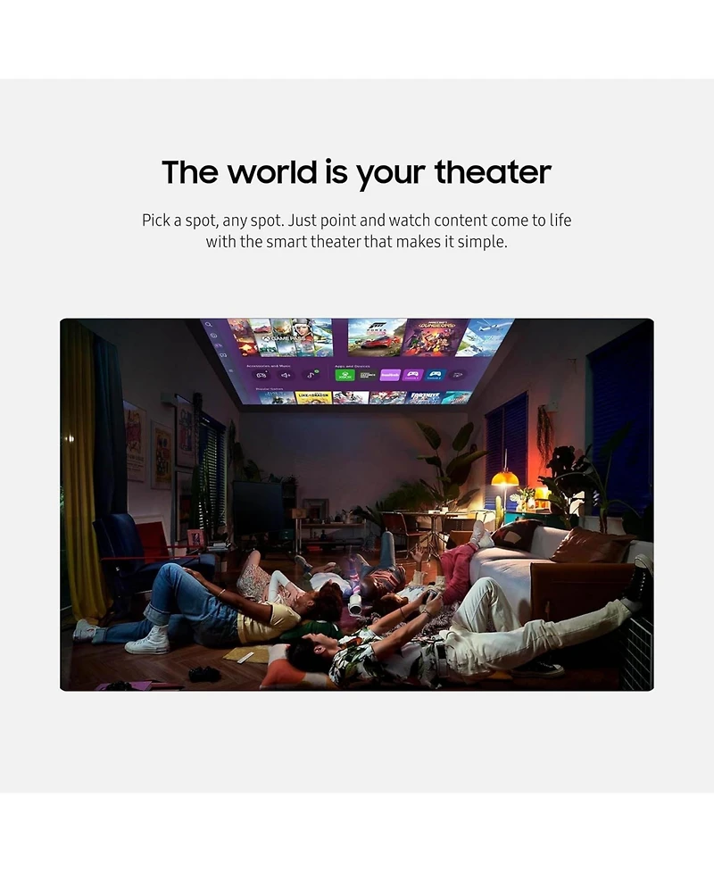Samsung QN98Q7FAAFXZ Tv with a Sp-LFF3CLAXXZA The Freestyle Projector and an Amber 6-outlet-surge Surge Protector (2025)