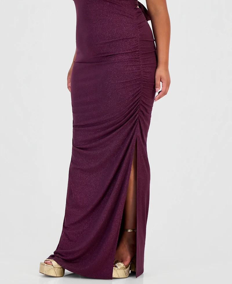Emerald Sundae Trendy Plus Halter-Neck Side-Slit Evening Gown