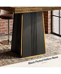 Tribesigns Square Bar Table, 35.4 Inch Height Bistro Pub Table with Fluted Hollow Base
