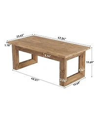 Tribesigns 47.2" Solid Wood Coffee Table, Rectangular Accent Center Cocktail Table with U-Shape Solid Legs