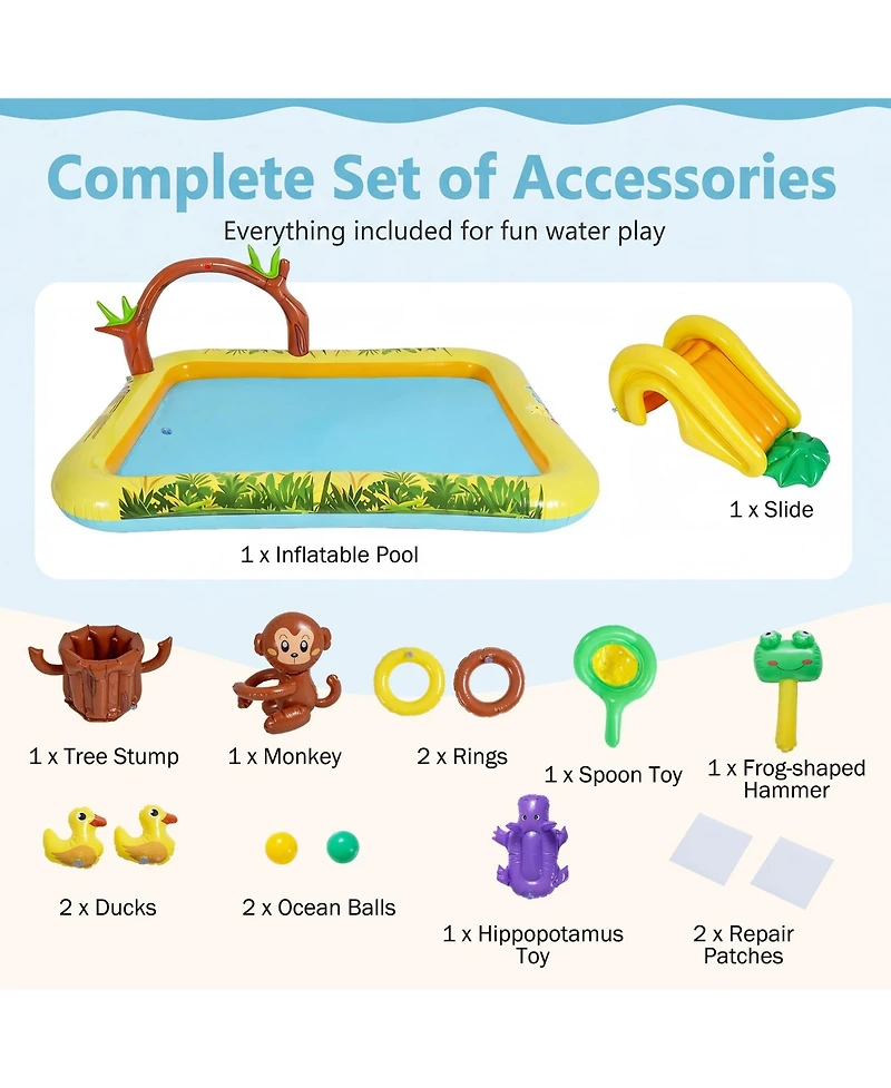 Aofar Pool Slide Inflatable Water Play Center Jungle Splash Pad