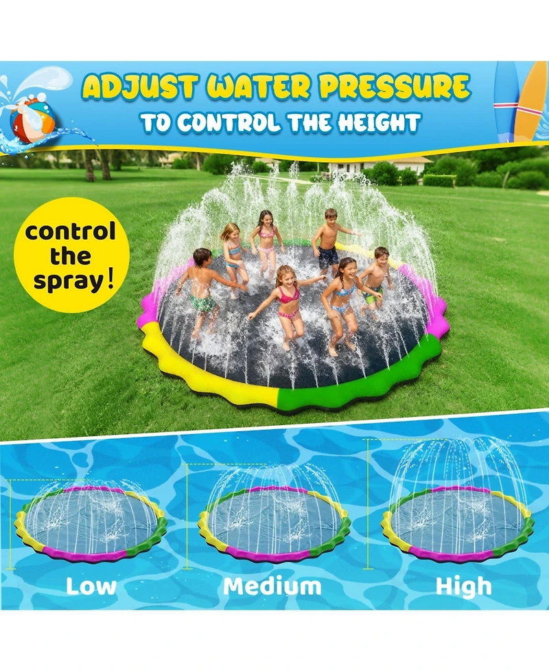 Aofar Splash Pad Water Sprinkler Pool Outdoor Family Fun