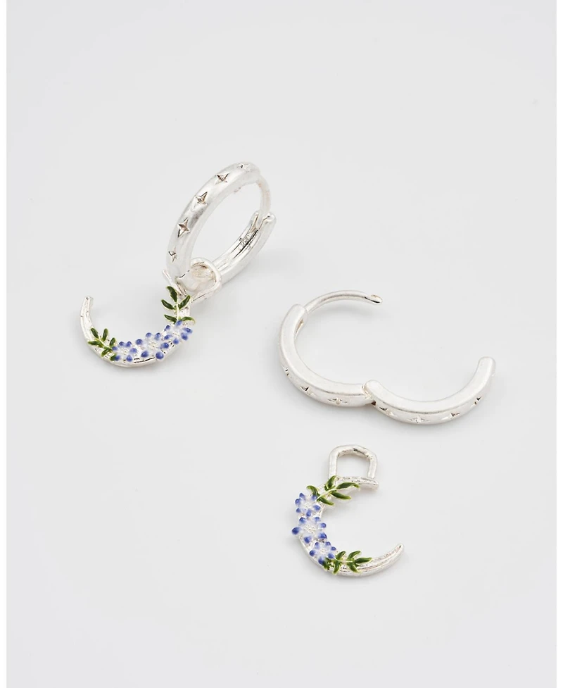 Fable England Nightshade Moon Silver Huggie Earrings