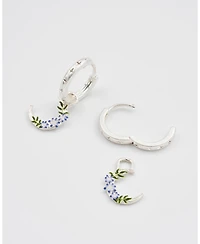 Fable England Nightshade Moon Silver Huggie Earrings
