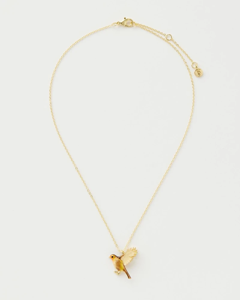 Fable England Flying Robin Enamel Necklace