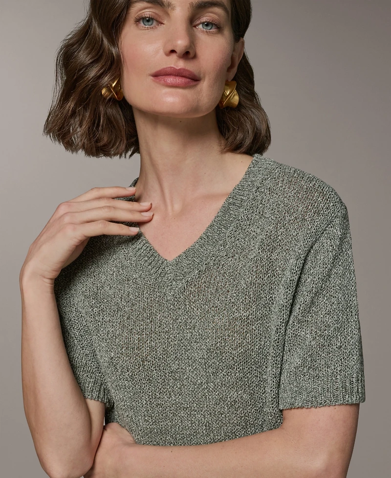 Donna Karan Weekend Women's Short-Sleeve V-Neck Sweater