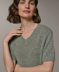 Donna Karan Weekend Women's Short-Sleeve V-Neck Sweater