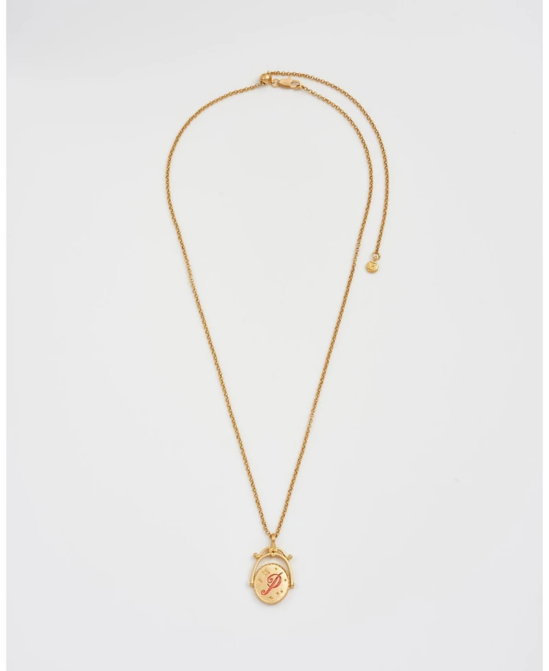 Fable England P Initial Peony Gold Spinner Chain Necklace