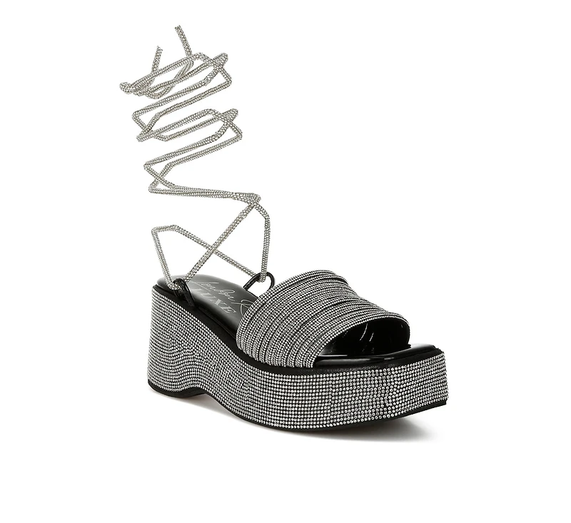 Swifties Rhinestone Embellished Lace-Up Sandals