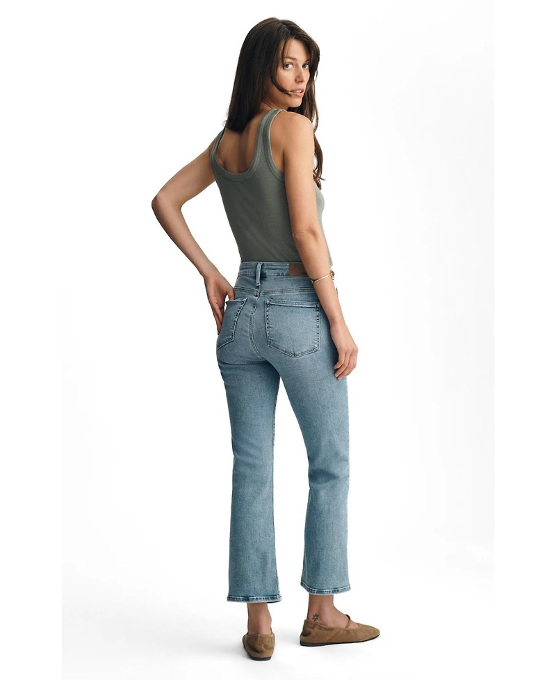 Mavi Jeans Women's Anika Mid Rise Cropped Flare Lt Brushed Flex Blue