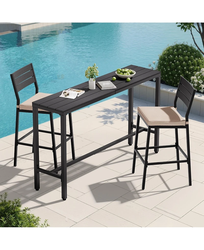 Pellebant Patio Outdoor Bar Table Counter Height Rectangle