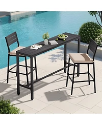 Pellebant Patio Outdoor Bar Table Counter Height Rectangle