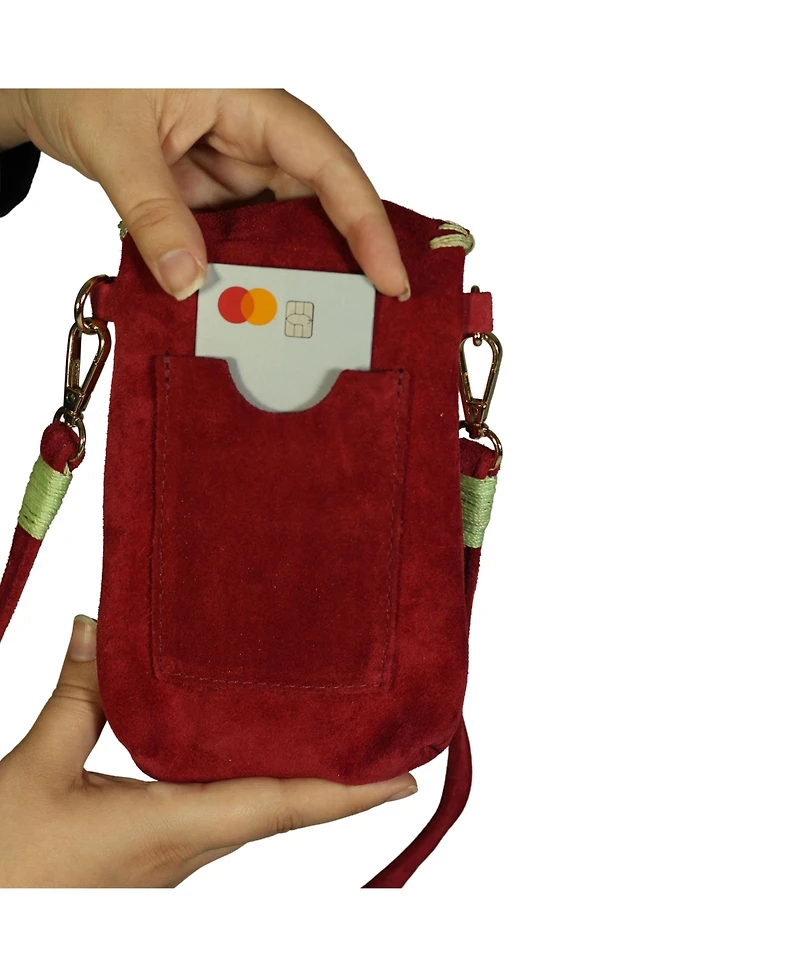 Carlos Falchi Cell Phone Butterfly Suede Leather Bag
