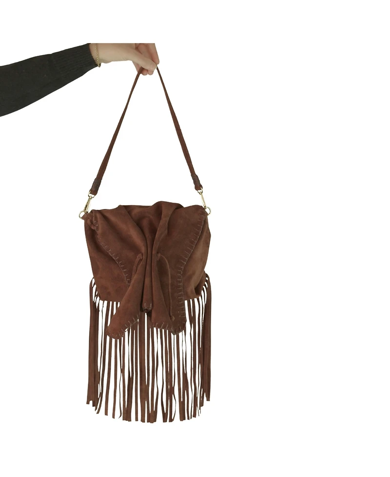 Carlos Falchi Fringe Butterfly Suede Bag