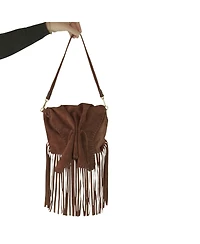 Carlos Falchi Fringe Butterfly Suede Bag