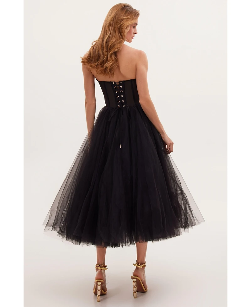 Milla Women's Strapless Puffy Midi Tulle Dress